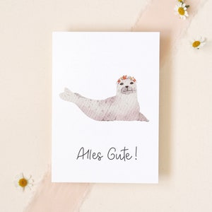 Postkarte Robbe Tiere A6 Karte Kindergeburtstag Kinder Postkarte Geburtstag Geburtstagskarte Geburtstagsgeschenk Mama Geschenkidee