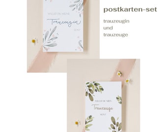 Trauzeugin und Trauzeuge Postkartenset Trauzeugin fragen Trauzeuge fragen Trauzeugin Karte A6 Trauzeugin Geschenk Hochzeit Trauzeugen Karte