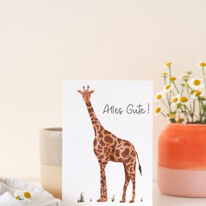 Birthday card for kids Giraffe Birthday Card animal card card with animal watercolor look Birthday postcard image 2