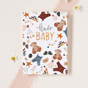 Hallo Baby | Karte zur Geburt | Baby | Welcome Baby | Genderneutrale Karte | Willkommen