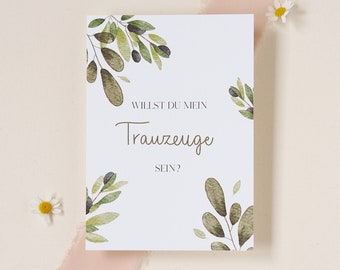 Trauzeuge Postkarte | Willst du mein Trauzeuge sein? | Hochzeitspapeterie | Trauzeugen | Aquarellmalerei | Schlichte modernes Design