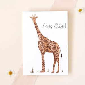 Birthday card for kids Giraffe Birthday Card animal card card with animal watercolor look Birthday postcard image 1