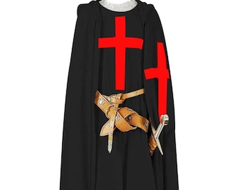 Medieval Crusader Templar Hooded Tunic Knights clothe crusader Surcoat Cloak cosplay Reenactment LARP Armor costume outfit