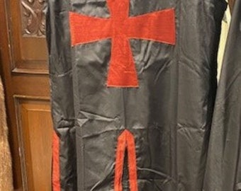 Medieval Crusader Templar Tunic clothe | Black, Red & white crusader Surcoat Half Sleeve Cloak | knights Reenactment LARP Armor costume