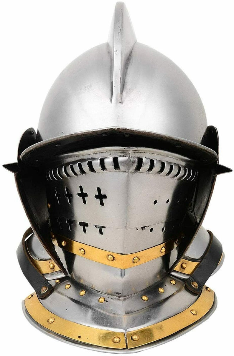 Medieval Knight Full Face Helmet Armor Crusader Helm New Etsy