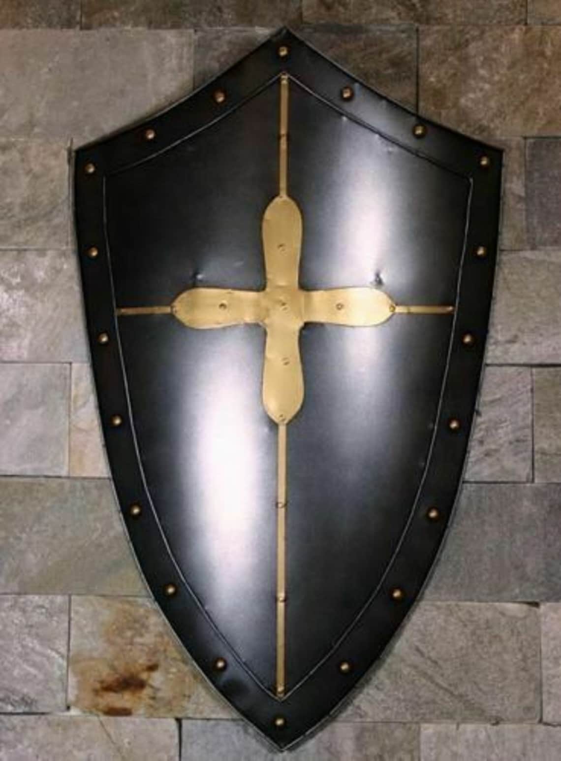 Medieval Knight Black Heater Shield Battle Warrior Shield 18 Etsy