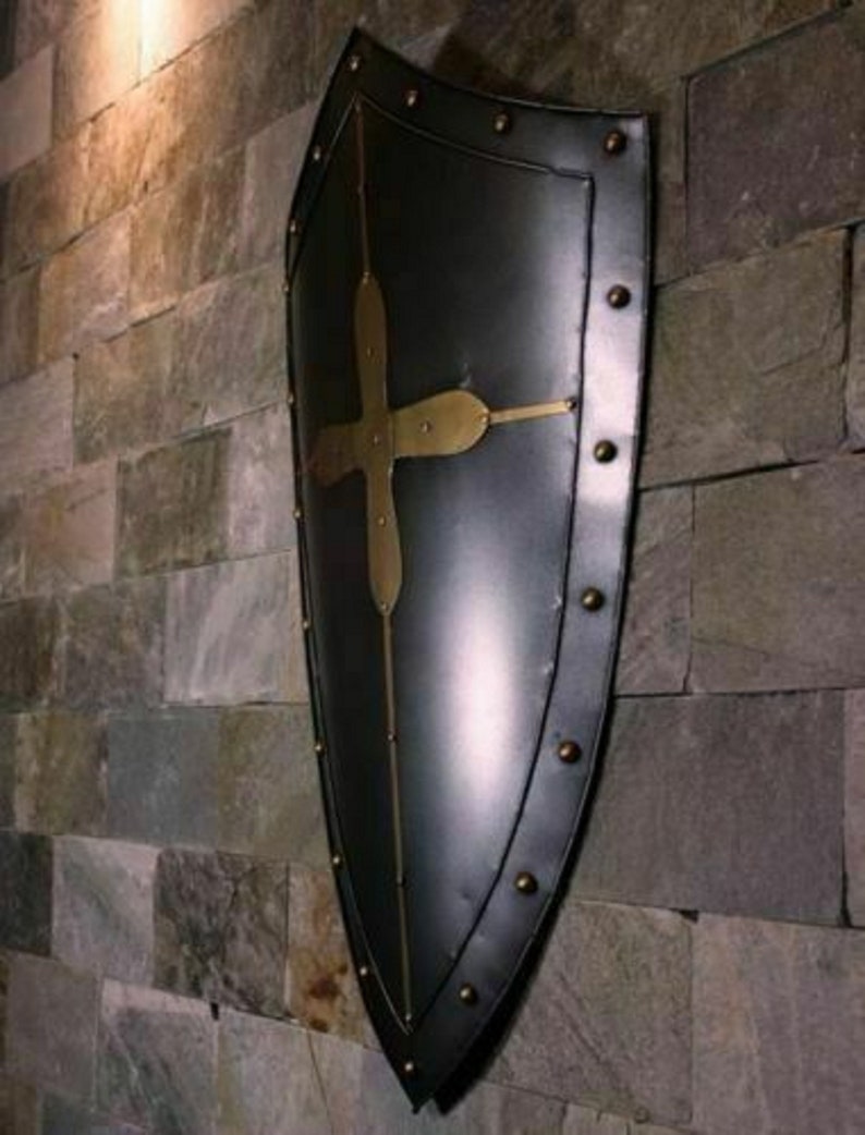 Medieval Knight Black Heater Shield Battle Warrior Shield 18 Etsy