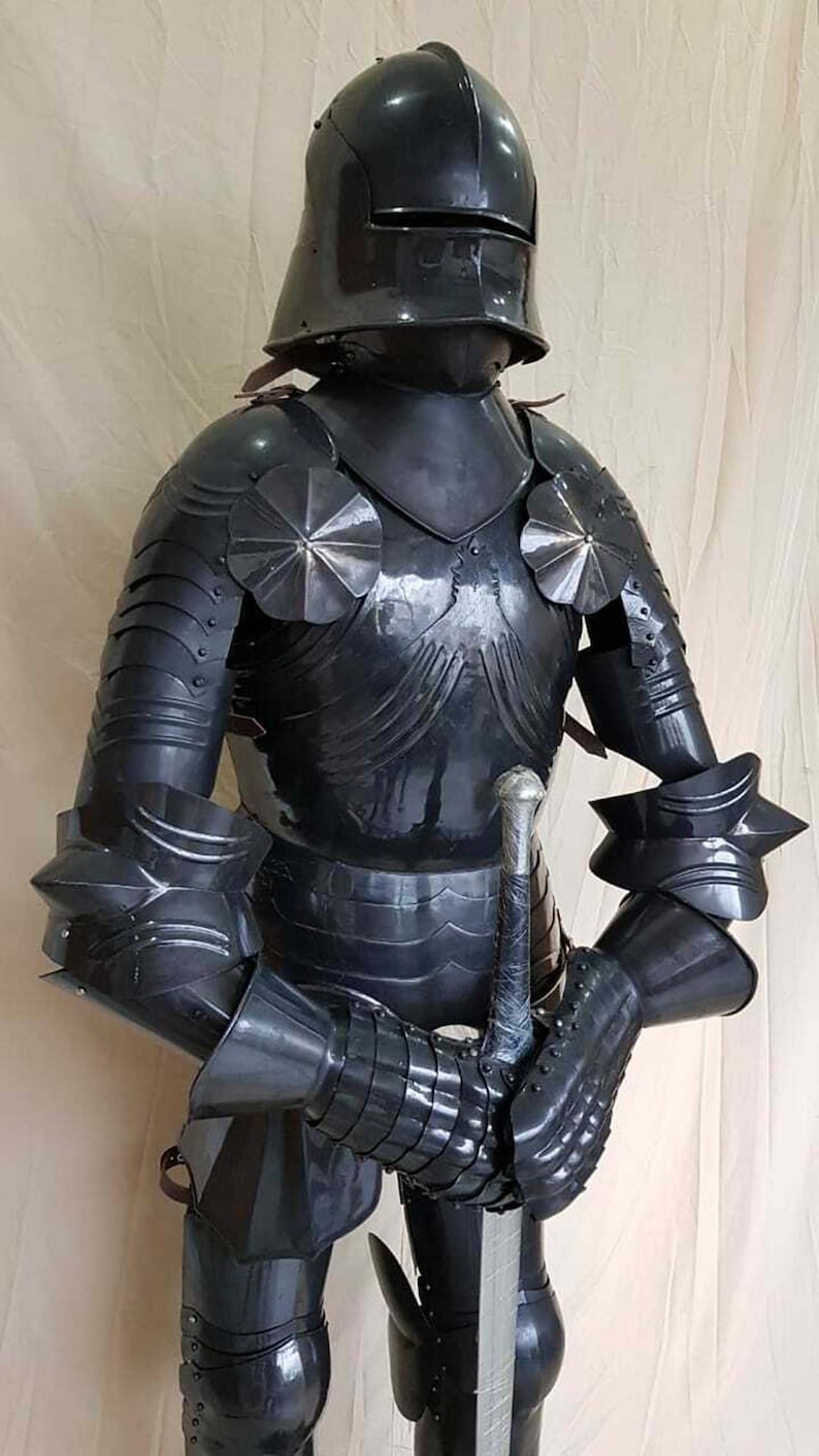 Knight Medieval Black Suit of Armor Combat Full Body Etsy