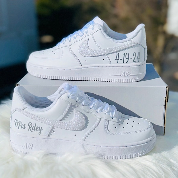 Wedding Bridal Sneakers Personalized, Custom Nike Air Force 1's, Wedding Shoes for the bride to be, Bling Wedding Shoes, Bling AF1's, 6 week