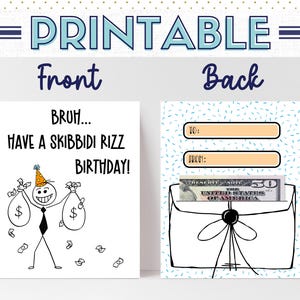 Divertente regalo di compleanno con soldi da stampare per adolescenti, divertente porta soldi per bambini, carta porta soldi per adolescenti da scaricare digitalmente, PR018a