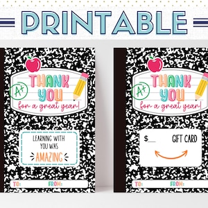 Porte-cartes cadeau imprimable appréciation des enseignants, cadeau de remerciement de fin d'année scolaire, téléchargement numérique de cadeau pour les enseignants d'école primaire, PR001a