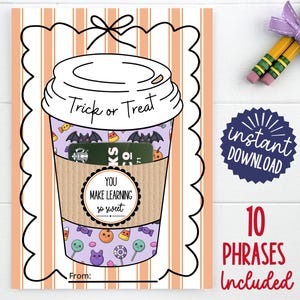 Teacher Coffee Gifts, Halloween Teacher Gift, Teacher Gift Card, Coffee Printable, Gift For Halloween Lover, Halloween Gift Card, Staff Gift