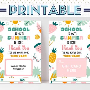 Ende des Schuljahres Dankeschön Geschenkkartenhalter für Lehrer, Grundschullehrer Geschenk Digitaler Download, PR003a