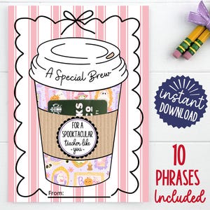 Teacher Coffee Gifts, Halloween Teacher Gift, Teacher Gift Card, Coffee Printable, Gift For Halloween Lover, Halloween Gift Card, Staff Gift