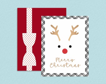 Reindeer Gift Card Holder Christmas Card, Christmas Card Set, Bulk Christmas Gifts, Holiday Card Set CH013b