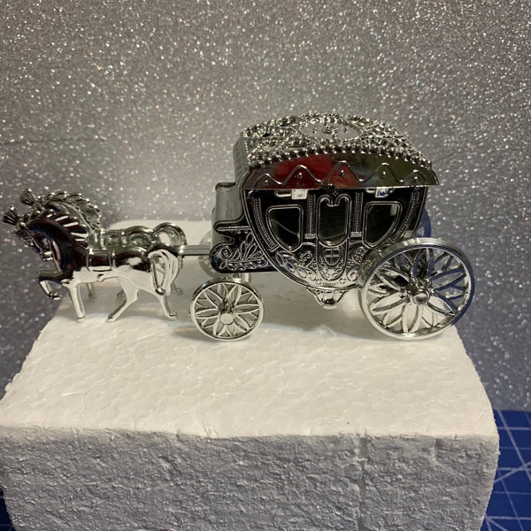 Carriage cake topper, silver carriage, princess carriage, prince,