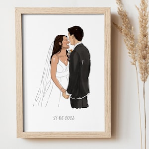 Custom couple portrait, anniversary gift, wedding gift, drawing from photo, couple drawing, couple illustration