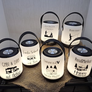 Tischlampe für Wohnmobil Wohnwagen personalisiert LED Campinglampe