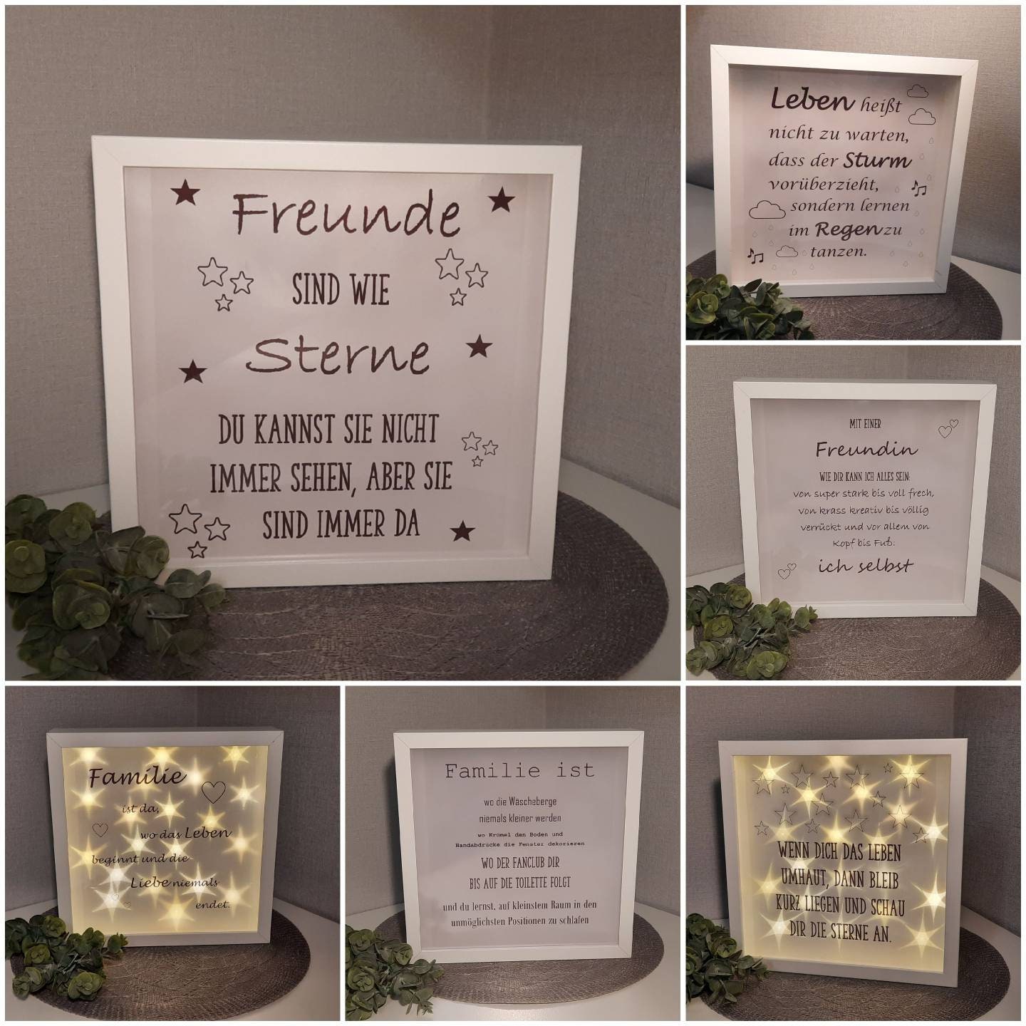 Beleuchteter Bilderrahmen mit Spruch Leben heißt Wanddeko Lichterkette Beleuchtung Geburtstagsgeschenk Geschenk Familie Deko Wanddeko