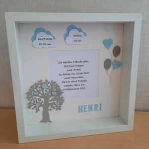 Picture frame for birth, baptism picture with saying personalized with name and date of birth etc. Baptism gift tree of life