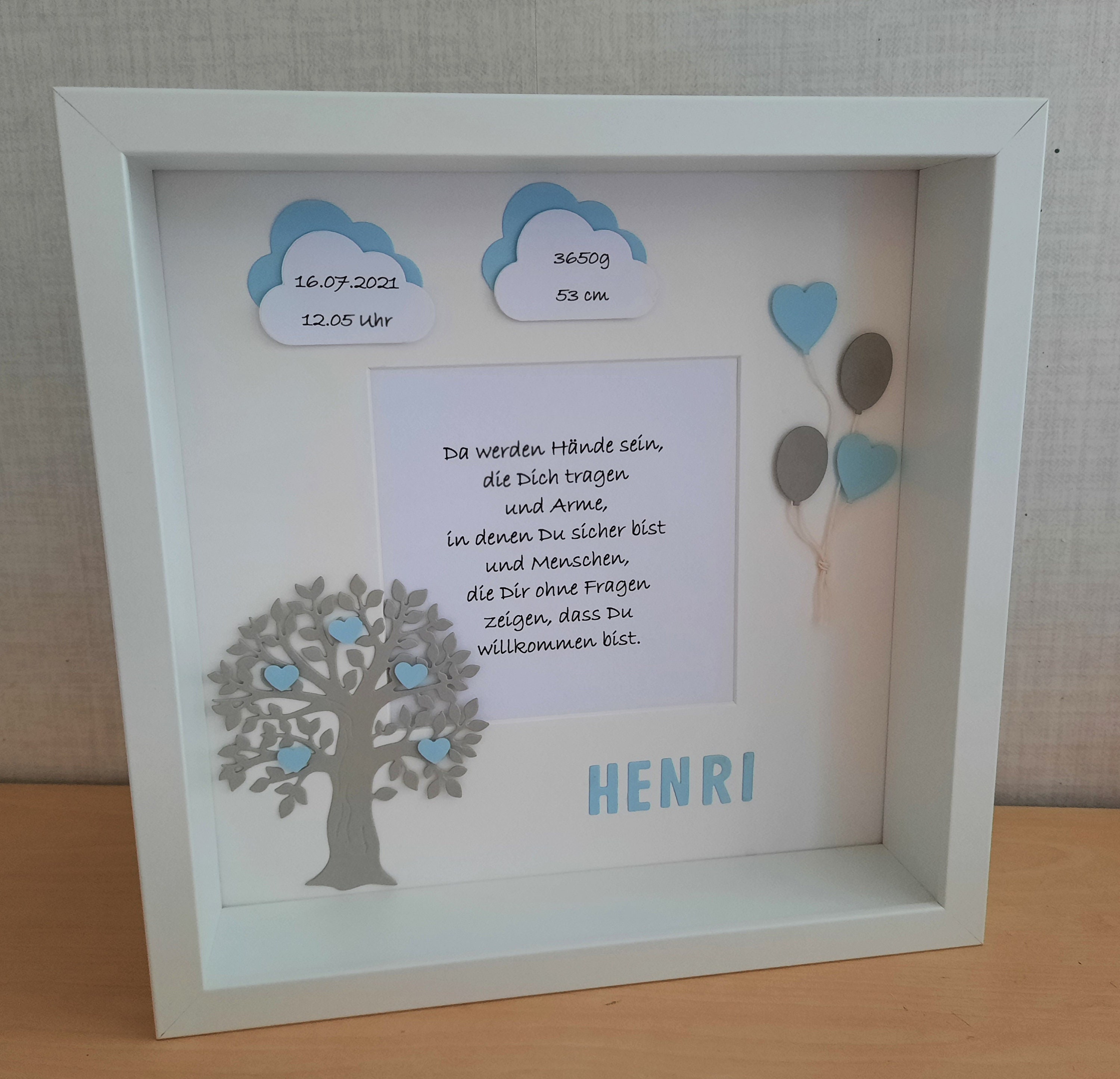 Bilderrahmen zur Geburt Taufe  Bild mit Spruch personalisiert mit Namen und Geburtsdatum usw. Taufgeschenk Lebensbaum