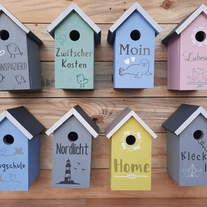 Birdhouse nesting box pink grey green yellow blue Home