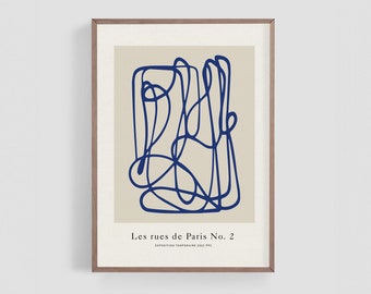 Blue Lines Art Print, Modern Wall Art Interior Decor, Minimalist Style, Scandinavian Design, Poster Download