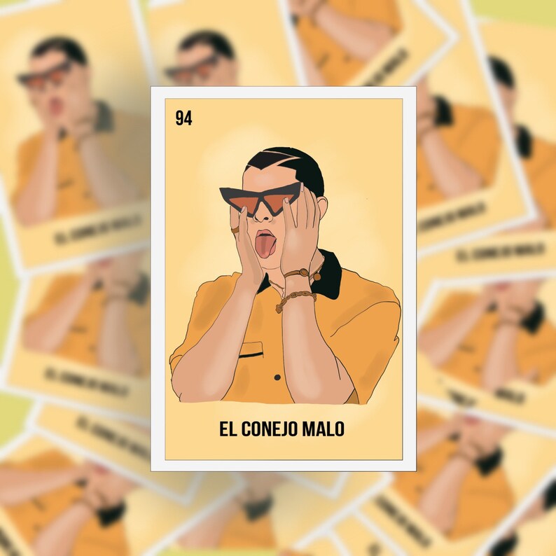 Download Bad Bunny Loteria Sticker | Etsy