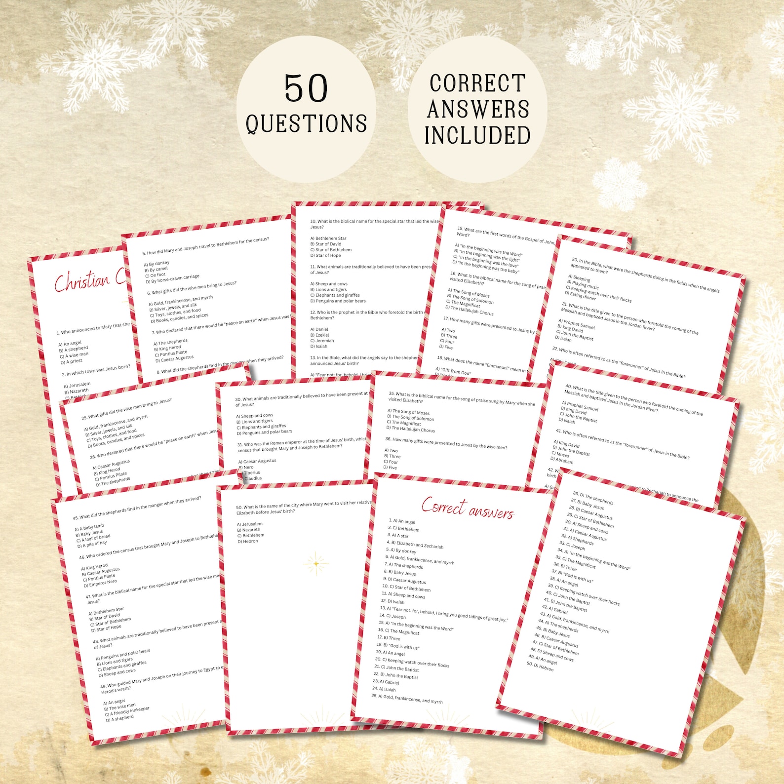 Christian Christmas Trivia Questions Printable
