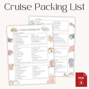 Cruise Packing List with Checkboxes and Extra Blank Lines – Beautifully Designed Printable PDF