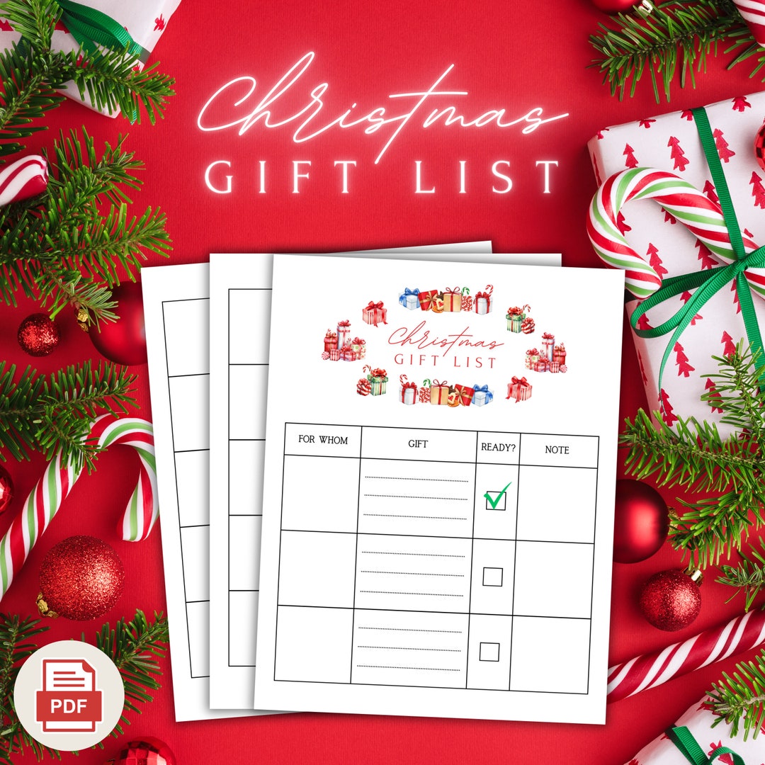 Printable Christmas Gift List Template Christmas Gift Planner Gift ...