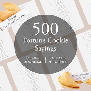500 Frases de Biscoito da Sorte, Tiras de Papel para Imprimir para Pote de Positividade, Palavras de Afirmação, Mensagens Motivacionais, Citações Inspiradoras