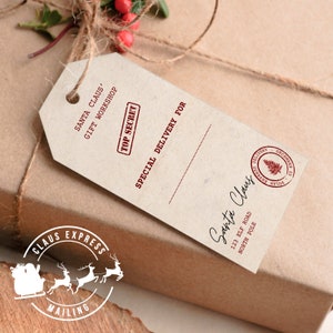 Printable Vintage Style Christmas Gift Tags Retro Gift Tags Form Santa ...