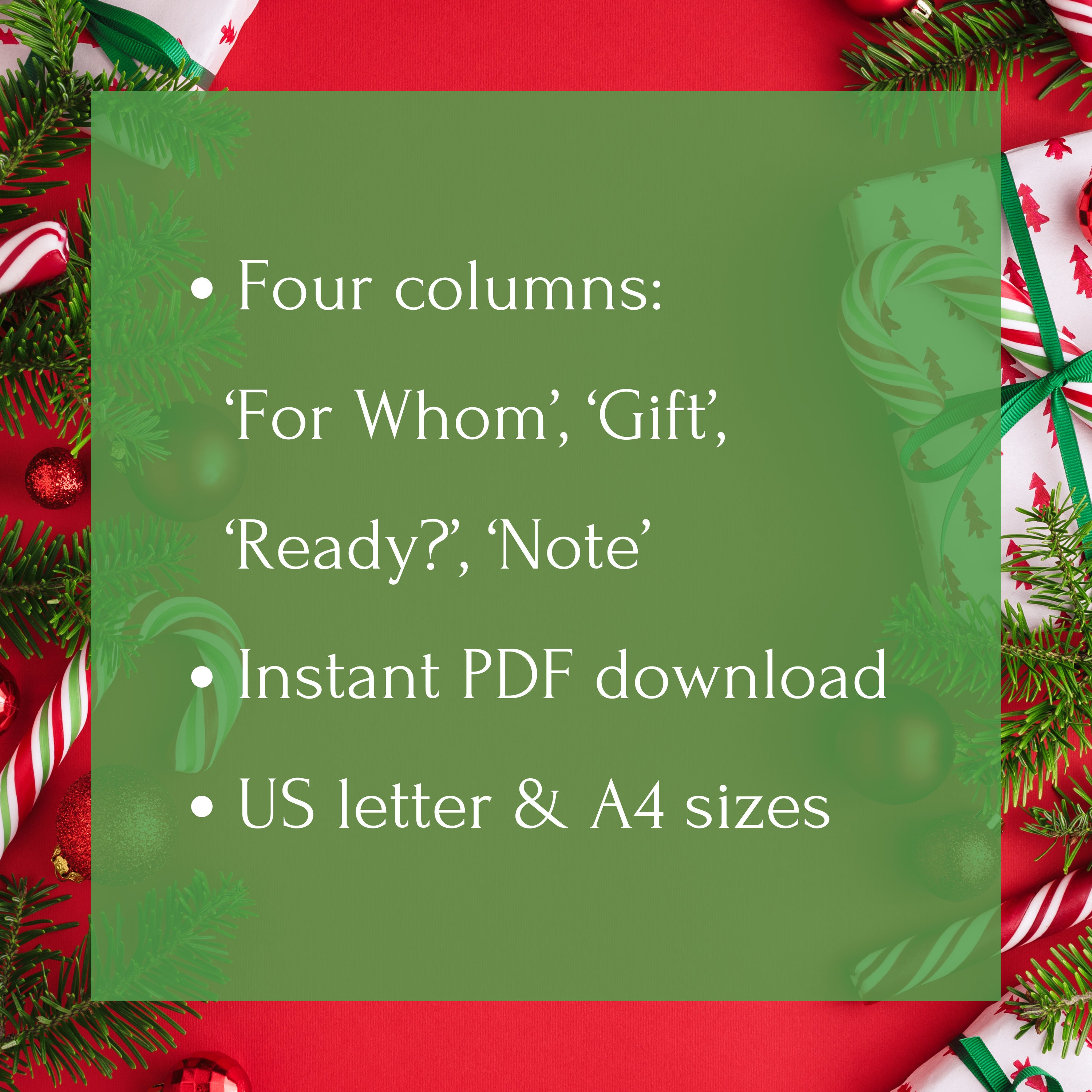 Printable Christmas Gift List Template Christmas Gift Planner Gift 