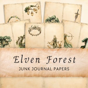 Elven Forest Junk Journal Paper Pack, afdrukbare Elvish Junk Journal-pagina's, Magical Woodland Junk Journal, Fantasy Digital Papers, jpg en pdf