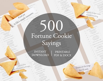 500 Fortune Cookie Sayings | 500 Fortune Cookie Quotes | PDF & DOCX files | Instant Download | Motivational Messages | Positive Affirmations