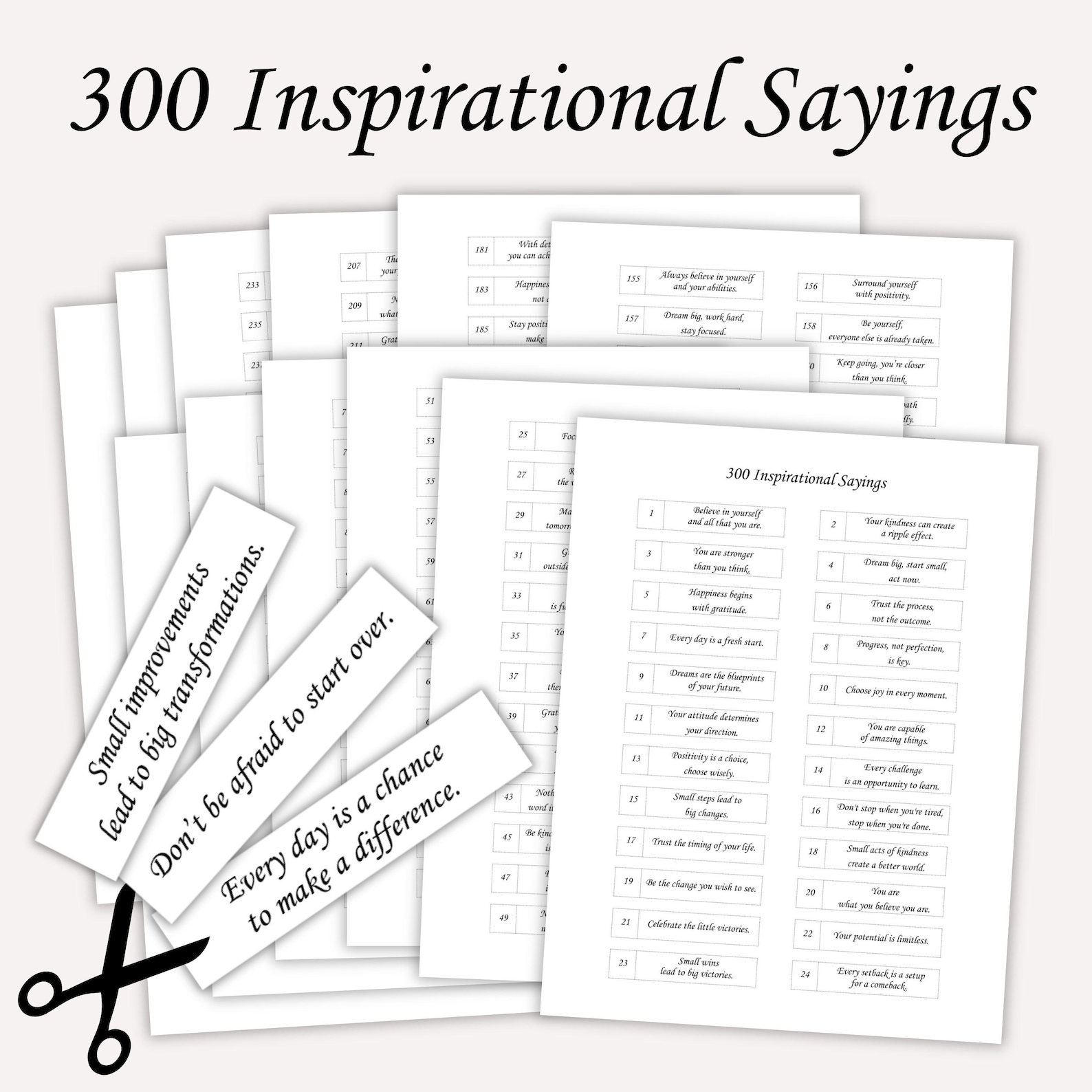 300 Printable Inspirational Sayings for Multiple Uses, Phrases for ...
