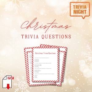 Printable Christmas Trivia Questions with Correct Answers, Trivia Party Game, Fun Group Game, Xmas Holiday Activity, Instant PDF Download