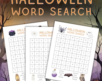 Halloween Word Search Games for Kids, Printable Spooky Word Find Puzzles for Holiday Fun and Activities, Word Games for Children