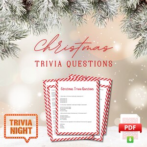 Christmas Trivia Questions with Correct Answers, Printable Trivia Party Game, Fun Xmas Game, Winter Holiday Activity, Instant Download
