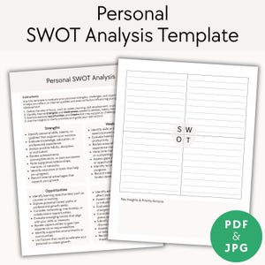 Personal SWOT Analysis Template – Printable Worksheet with Instructions (PDF & JPG)