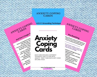 Cartes d'adaptation à l'anxiété/Soulagement de l'anxiété/Cahier d'exercices d'auto-assistance/Traqueur d'anxiété/Journal d'anxiété/Cahier d'exercices d'anxiété imprimable pour adultes et adolescents