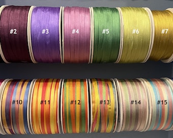 Pure Silk Ribbon, 4mm Embroidery Ribbon, Single Color & Variegated, By The Yard