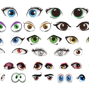 Clipart yeux, dessin animé yeux SVG dessin animé yeux Clipart dessin animé yeux dessin animé yeux yeux colorés Comics yeux emballé Collections Pack