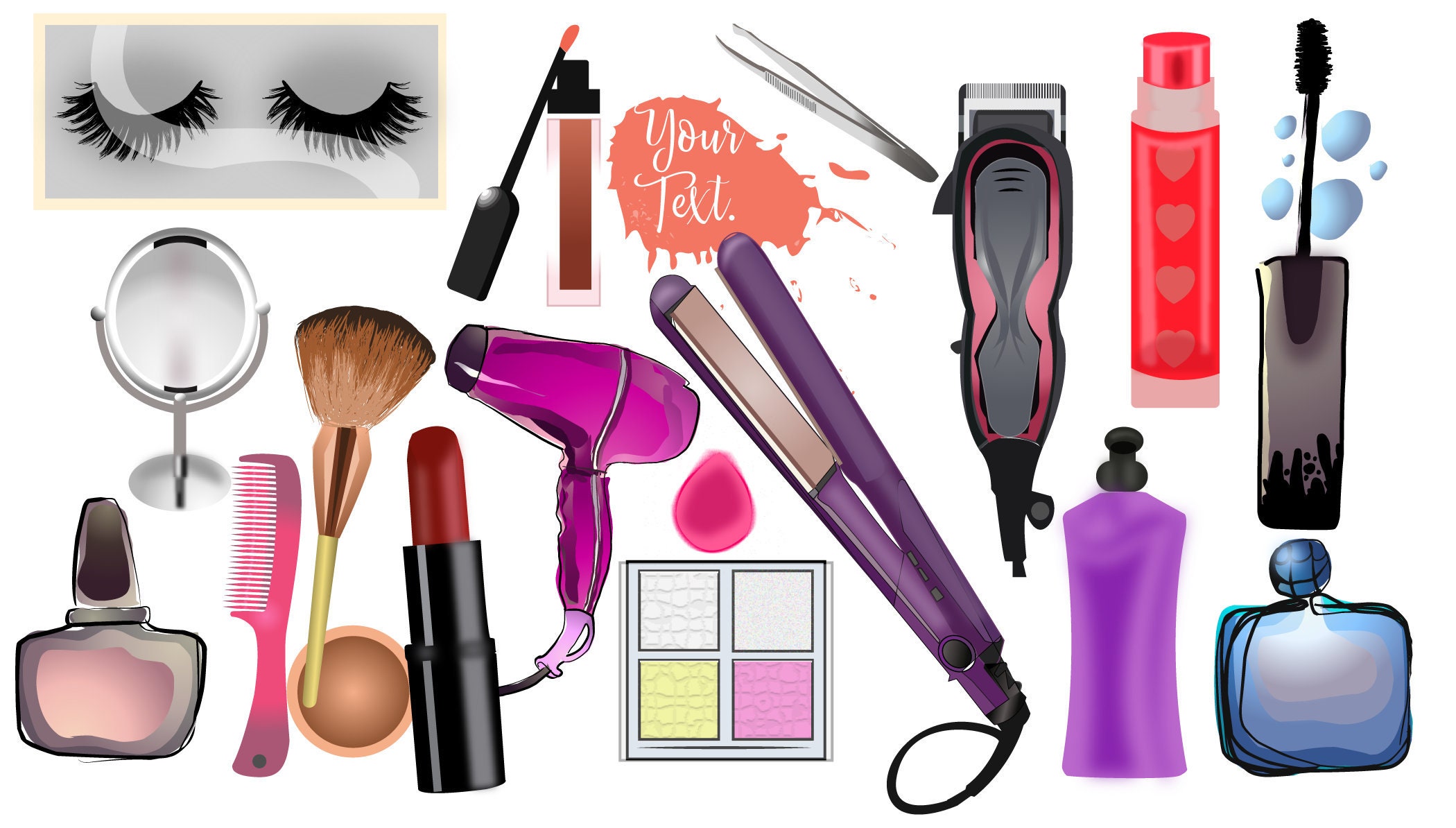SVG Cosmetics Clipart Beauty Salon Illustrations Makeup Etsy Australia