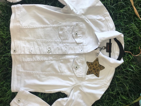 designer white denim jacket