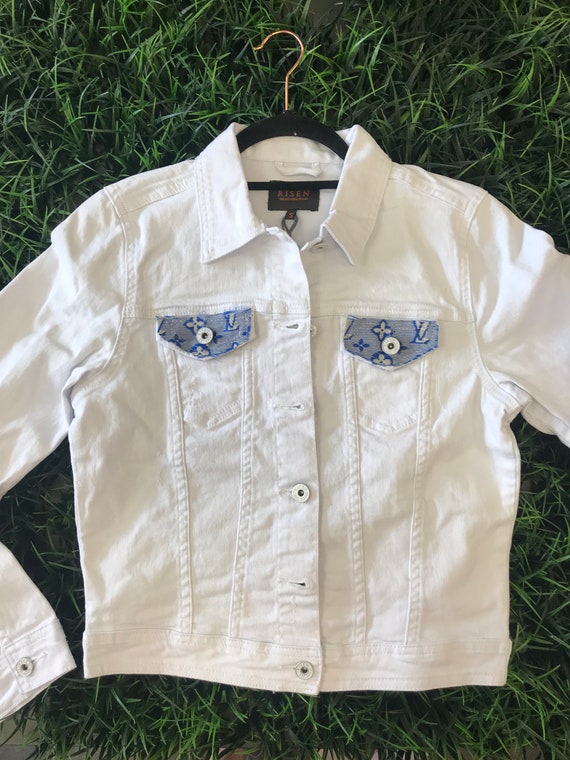 designer white denim jacket