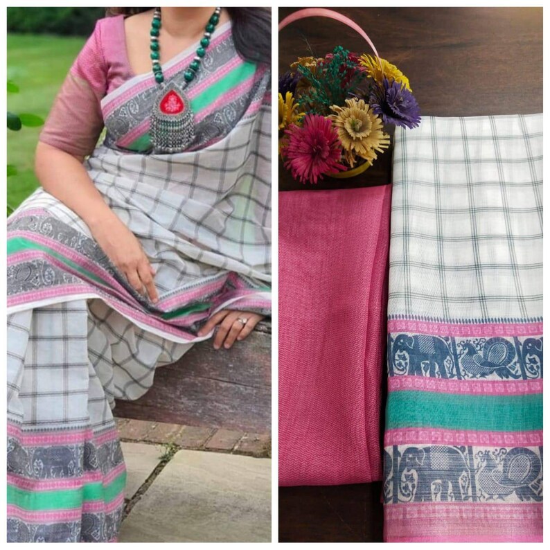 Original Linen saree and blouse for women,wedding saree,indian saree,sari,designer saree,sarees,traditional saree,saris white saree