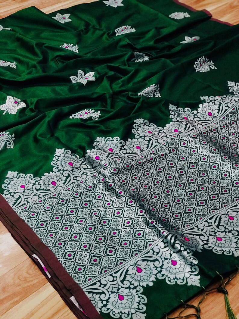 saree dress dress for women saree for women Green soft lichi silk saree and blouse for women indian saree sari saris wedding saree