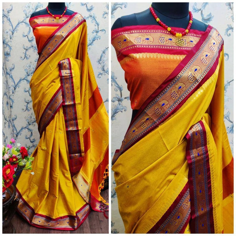 wedding saree,indian saree,designer saree,saree,traditional saree,saree dress,saris,sari Yellow pure silk cotton saree and blouse for women